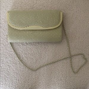 Elegant Cream Evening Clutch with Gold Trim